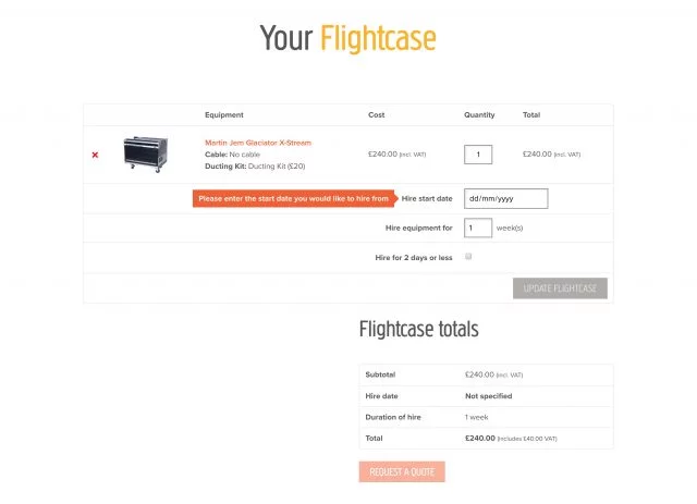 Flightcase page